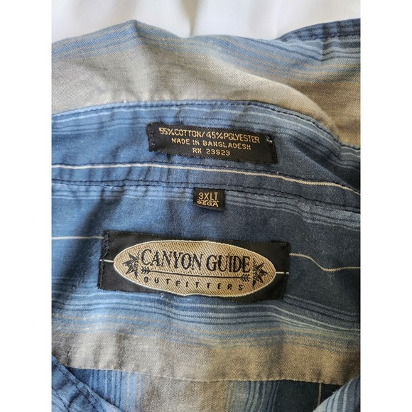 Blue and Gray Striped Western Cut‎ Short Sleeve Button Down - Picture 3 of 3